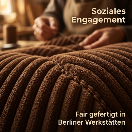 ie SOLIDOG Hundematratze wird in Berliner Werkstätten sorgfältig verarbeitet und steht für soziales Engagement und faire Fertigung.